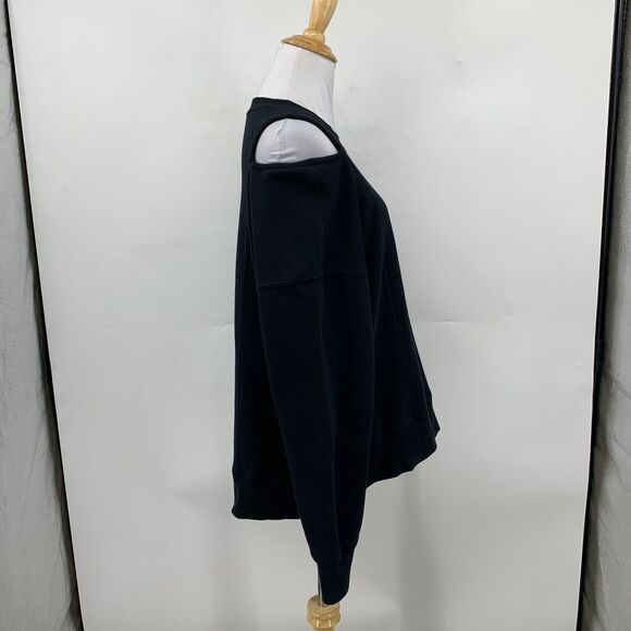 Fabletics Sweatshirt Womens M Medium Black Cozy Fleece Lined Cutout Sweater - Picture 4 of 14